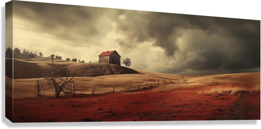 Crimson Harvest – Barn and Landscape Print Canvas Print