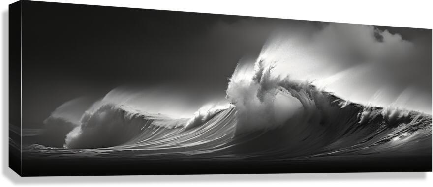 Silver Breaker – Black & White Ocean Wave Print Canvas Print