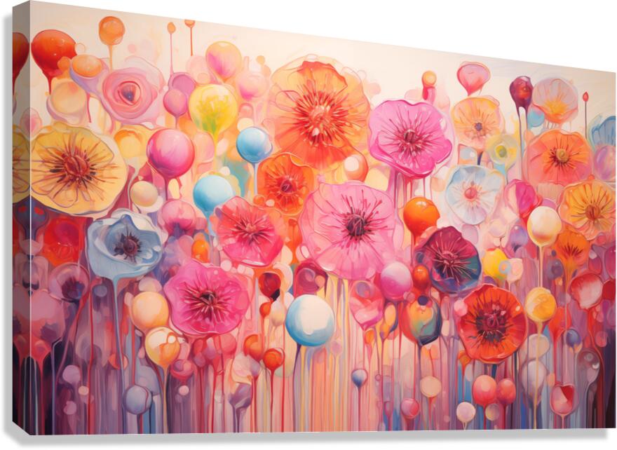 Bloom Voltage – Abstract Floral Field Print Canvas Print