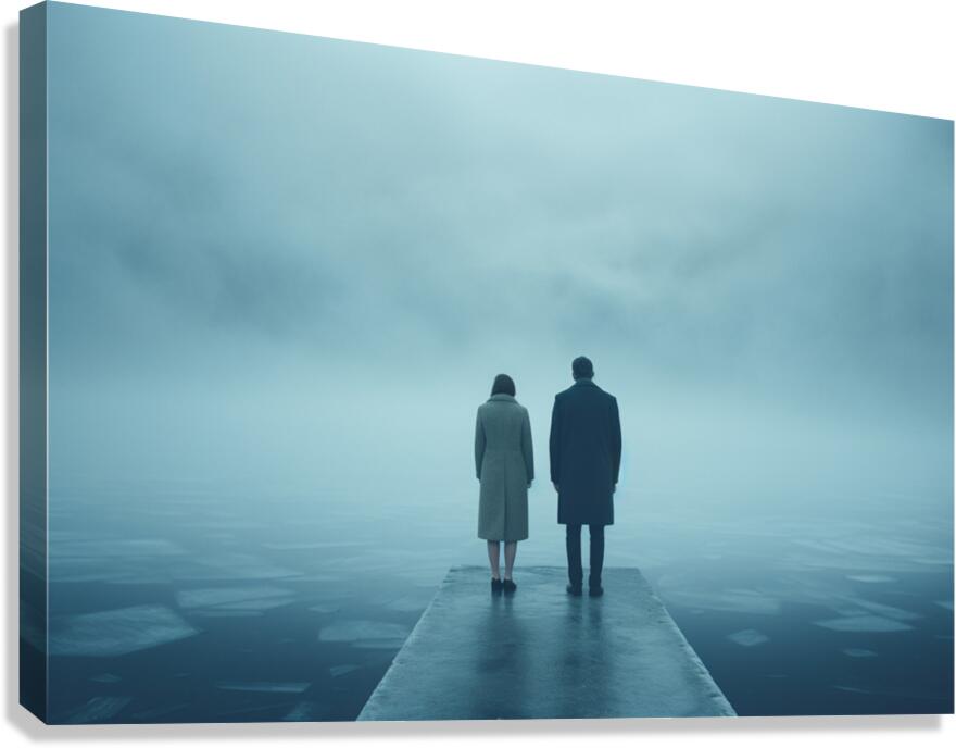 Together at the Shore – Moody Minimalist Couple Photography Print Canvas Print