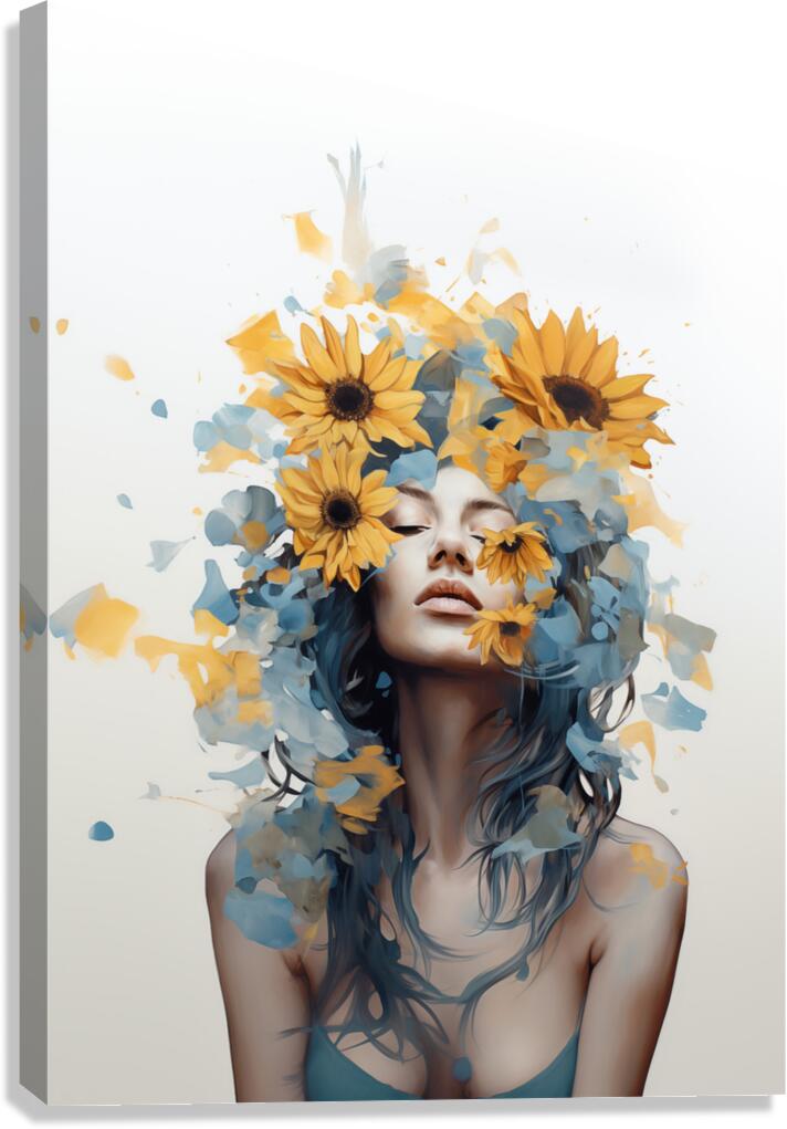 Beautiful Arrangement – Botanical Headpiece Portrait Art Print Canvas Print