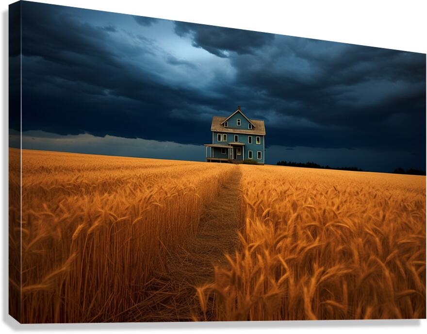 Historical – Golden Prairie Cabin Landscape Art Print Canvas Print