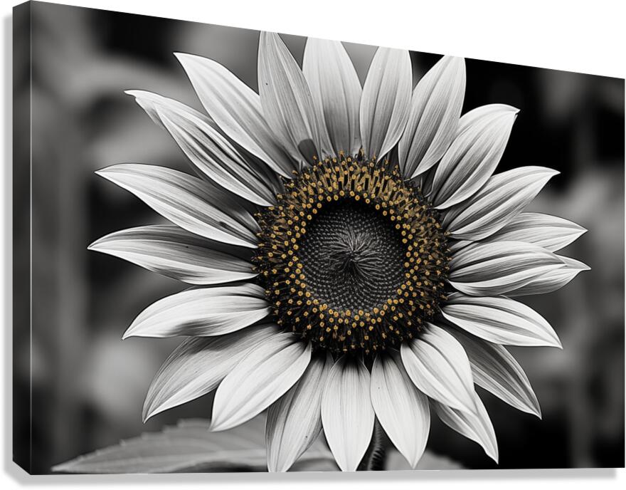 Flawless – Black & White Sunflower Art Print Canvas Print