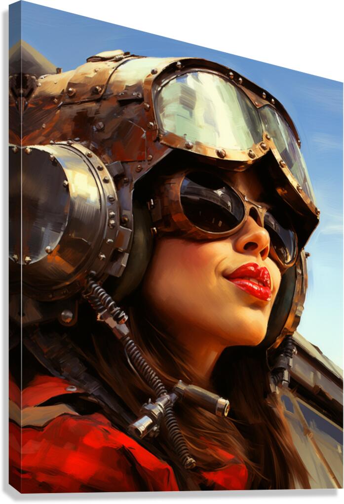 Woman of War - Aviator Portrait Art Prints Canvas Print