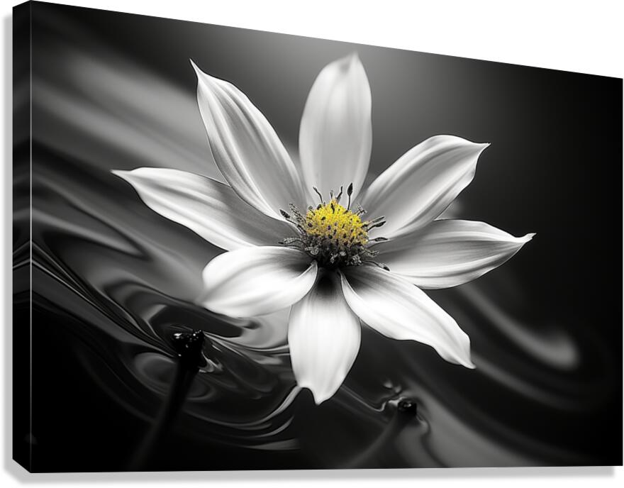 Eclipsed in Bloom – Monochrome Floral Art Print Canvas Print