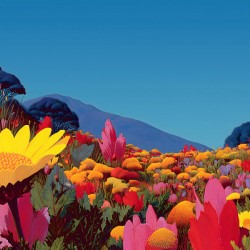 Radiant Bloom – Floral Landscape Art Print