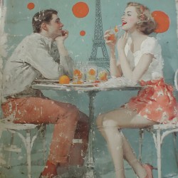 Laughter and Citrus – Vintage Cafe Poster Art Print