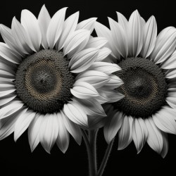Twin Souls – Monochrome Sunflower Pair Print