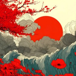 Sakura To Taiyo 桜と太陽 - Cherry Blossoms And Sun - Japanese Floral Art Prints