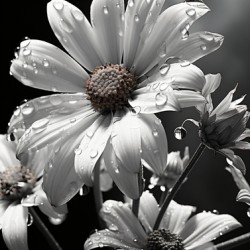Bloomed Affinity – Monochrome Daisy Duo Art Print