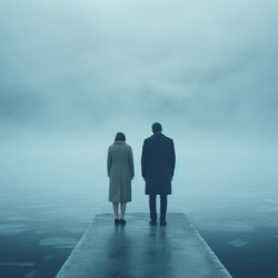 Together at the Shore – Moody Minimalist Couple Photography Print