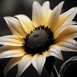 Silver Petals – Monochrome Sunflower Portrait Print