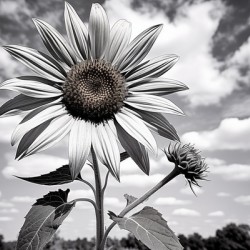 Skyward – Monochrome Sunflower Landscape Print