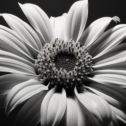 Shadow Bloom – Black and White Sunflower Portrait Print