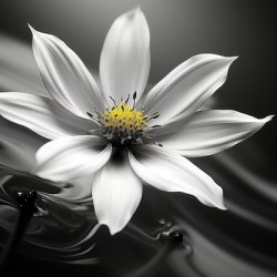 Eclipsed in Bloom – Monochrome Floral Art Print