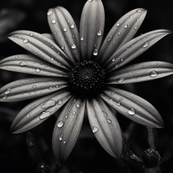 Ashlight Bloom – Monochrome Petal Elegy Print