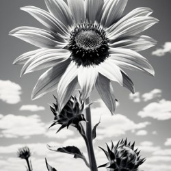 Vitamin D - Black & White Sunflower Art Print