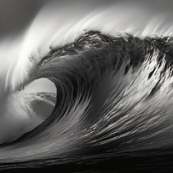 Gale Crest – Monochrome Seascape Panorama Print