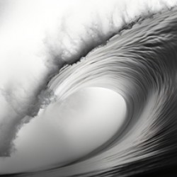 Vortex of Foam – Black & White Wave Print