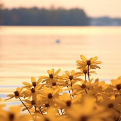 Golden Hour Bloom – Warm Sepia Sunflower Landscape Print