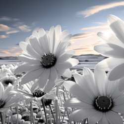 Silent Harmony – Black & White Garden Daisy Art Print