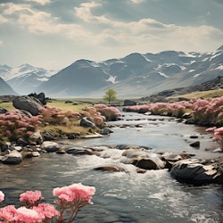 Valley of Serenity – Mountain Lake Landscape Print