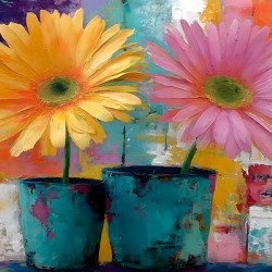 Patio Pots – Cheerful Gerbera Duo Print