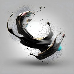 Orbiting Ink – Fluid Monochrome Motion Print