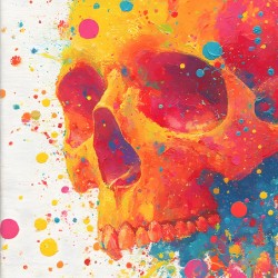 Neon Rebirth – Splatter Skull Canvas