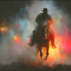 Through the Smoke – Western Cowboy Print