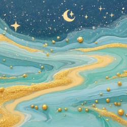 Golden River Flow – Fluid Abstract Art Print