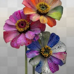 Pixel Bloom Trio – Pop Art Floral Abstract Print