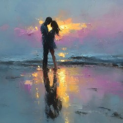 Sunset Kiss – Romantic Seascape Art Print