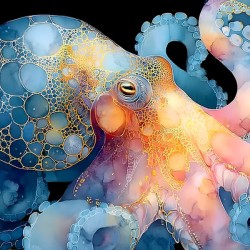 Abyssal Gold – Octopus Luminescence Print