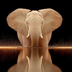 Golden Stillness – Elephant Reflection Print