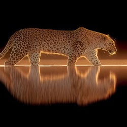 Nocturnal Grace – Cheetah Reflection Print
