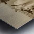 Curious Goats at the Fence – Farmhouse Animal Art Print Metal print