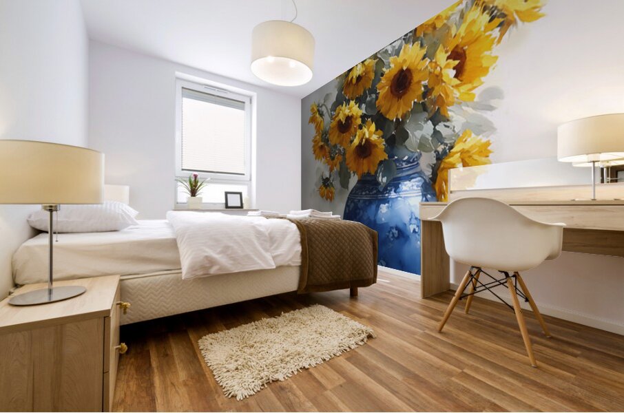 Eclat De Tournesols - Burst Of Sunflowers - Sunflower Vase Art Prints Mural print