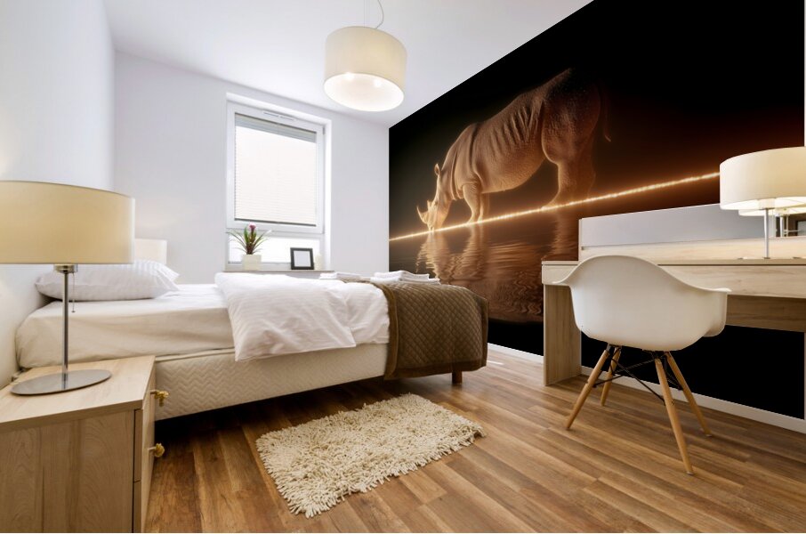 Luminous Giant – Rhinoceros Reflection Print Mural print