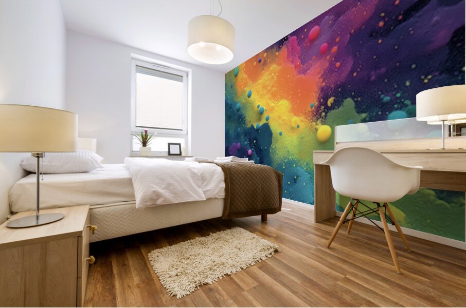 Cosmic Drift – Neon Galaxy Abstract Print Mural print