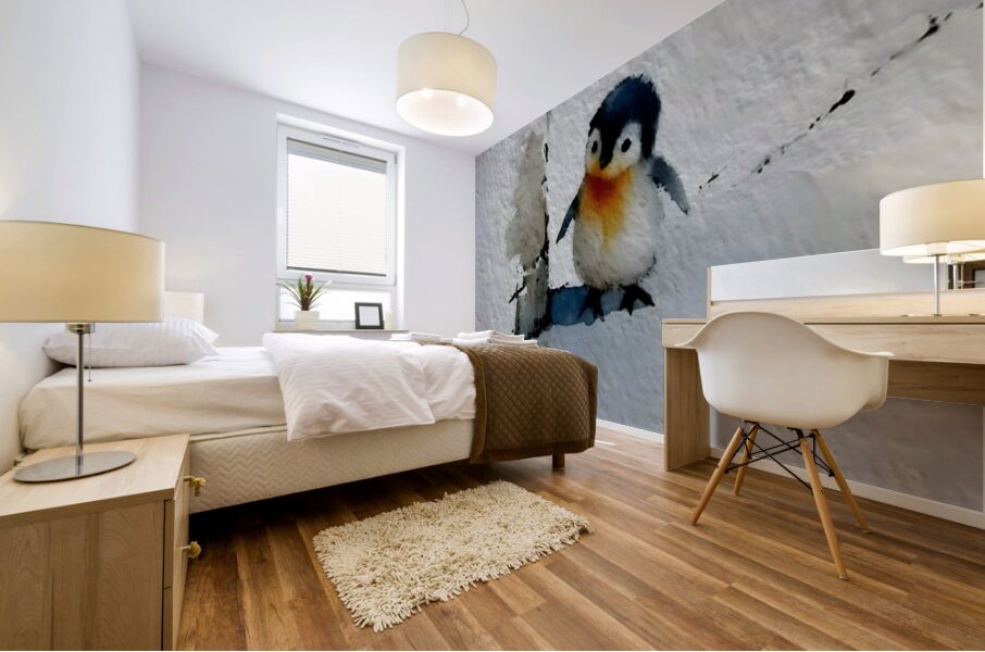 Little Wanderer – Baby Penguin Watercolor Print Mural print