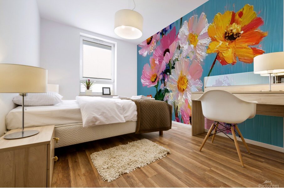 Color Study in Bloom – Abstract Floral Vase Print Mural print