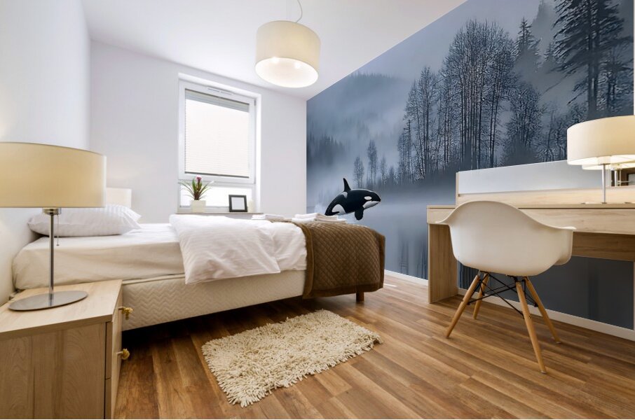 Whispers of the Sea – Orca in the Mist Print Mural print