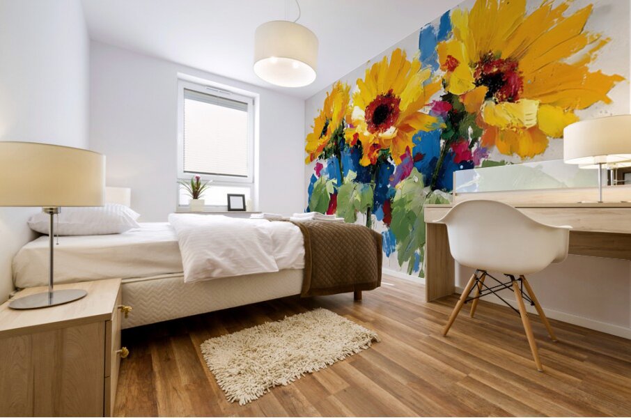 Palette of Sunlight – Sunflower Impasto Print Mural print
