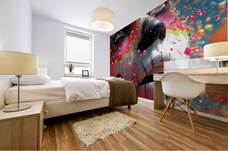 Crimson Skull – Abstract Sugar Skull Art Print Mural print