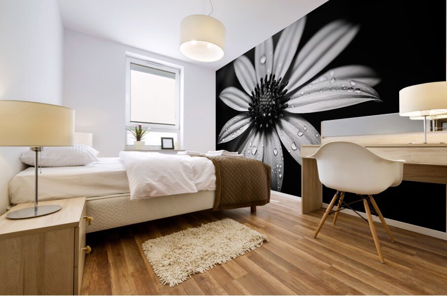 Shadow Petals – Monochrome Floral Elegance Print Mural print