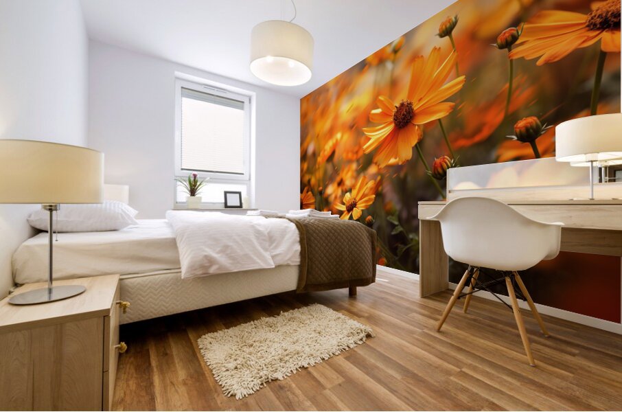 Honeyfield Glow – Warm Sunflower Bokeh Print Mural print