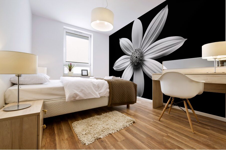 Obsidian Bloom II – Minimal Floral Print Mural print