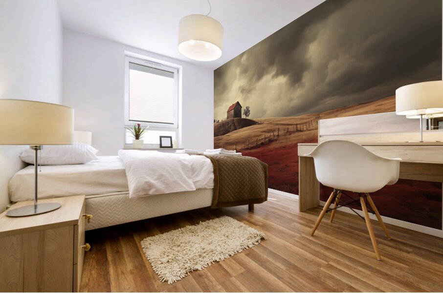 Crimson Harvest – Barn and Landscape Print Mural print