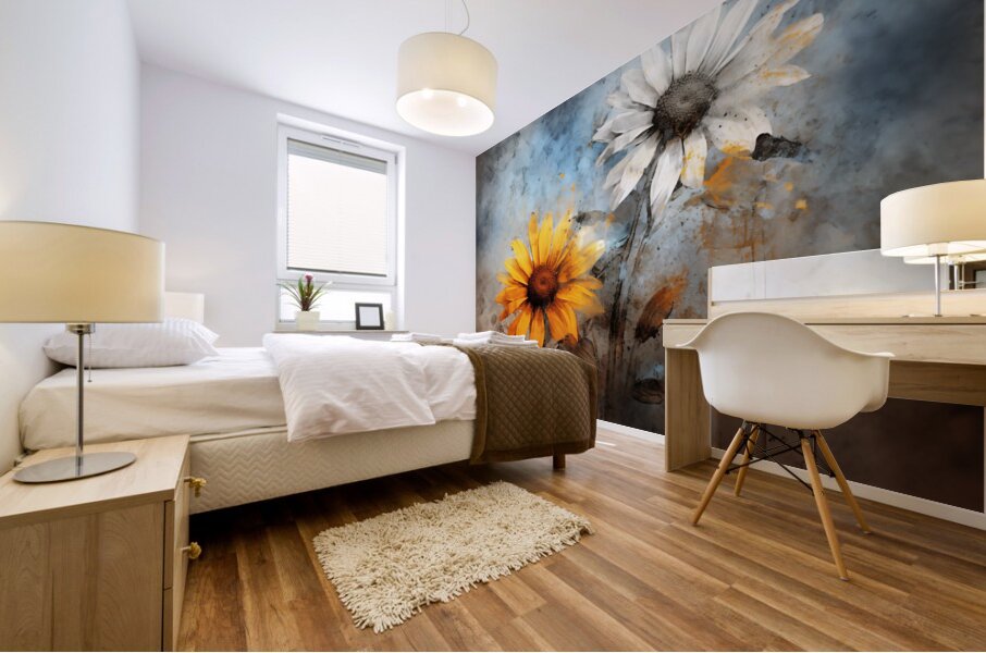 Fire And Ice - Sunflower Contrast Art Prints Mural print